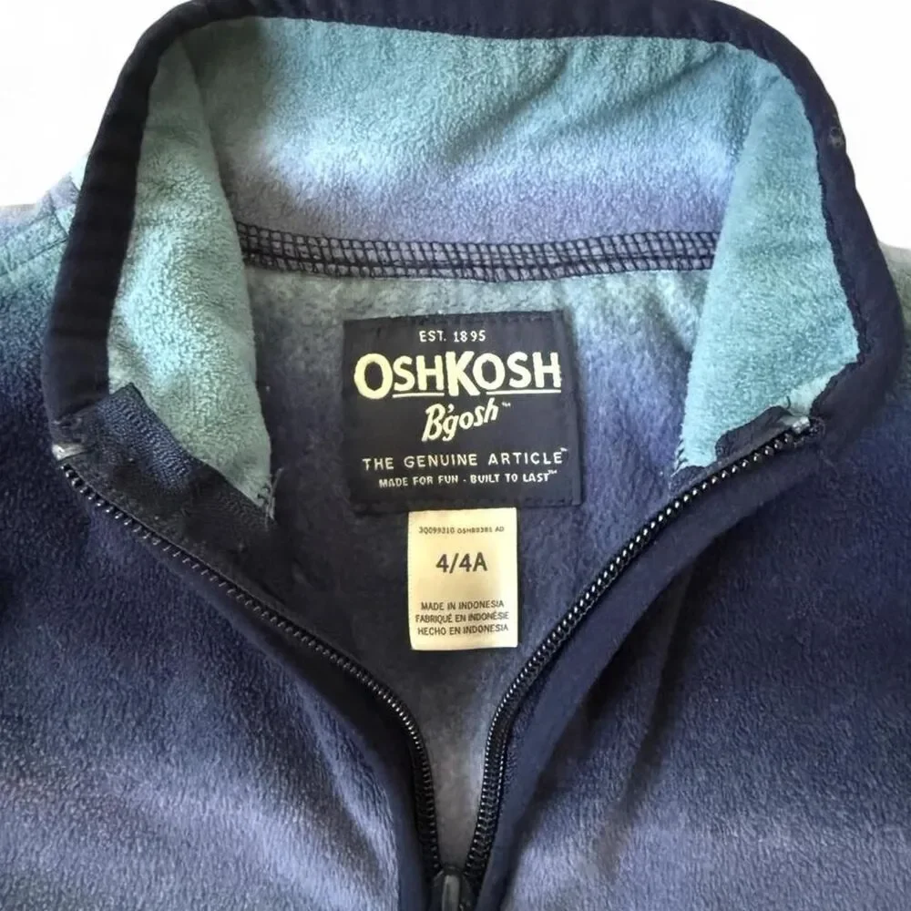 OshKosh B’gosh Boys Size 4 Blue Ombre Striped Fleece Quarter-Zip Pullover